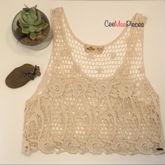 Hollister Tops - ✅ Hollister Crochet Tank Crop Top, Juniors Sz XS/S